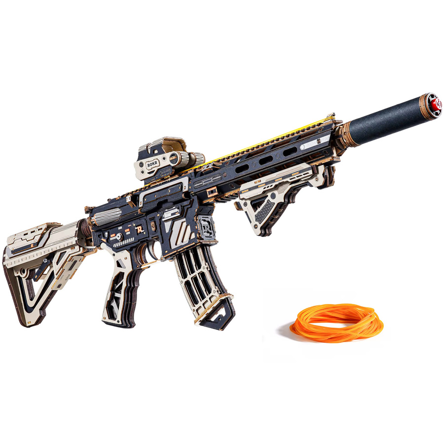 ROBOTIME ROKR Justice Guard M416 Karabiner, 3D Mechanisches Puzzle, Taktisches Modell Bausatz, ab 14 Jahren - Bild 7