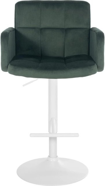 DELUKE 2er Set Barhocker SUTUN aus Samt in Dunkelgrün und Weiß, höhenverstellbare Tresenhocker mit Lehne und 360 Grad Drehbarkeit, B/T/H: 60 x 56 x 93 cm - Bild 1