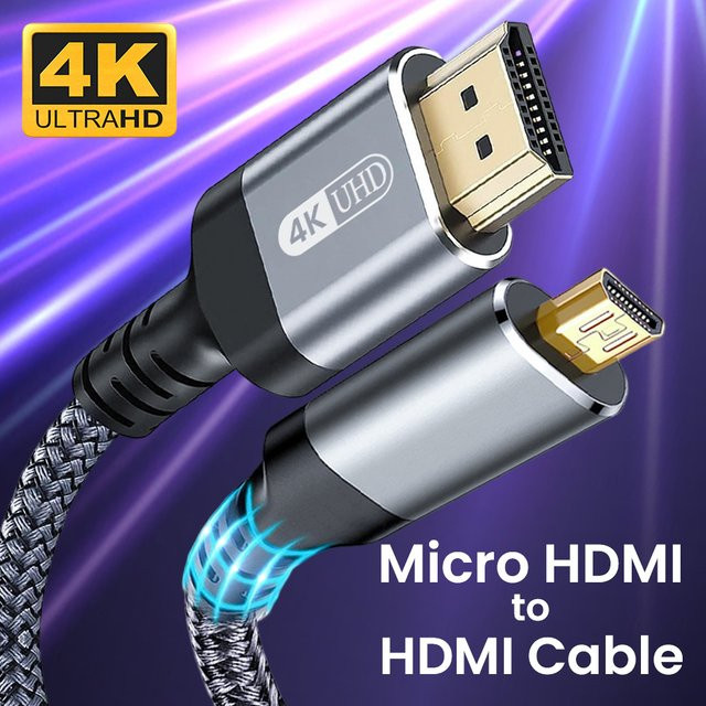 4K Micro-HDMI auf HDMI Kabel Hochgeschwindigkeits-Adapter für GoPro Hero und Pi 4 kompatibel mit 4K @60 Hz - Bild 1