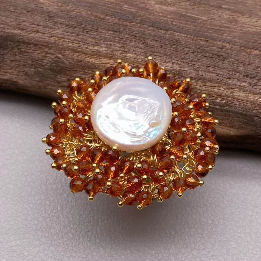 Y·YING Ring, vergoldet, Perle, Kristall, Unisex - Bild 4
