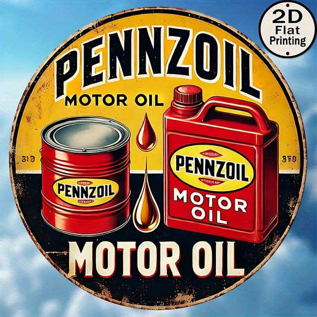 Potdemiel Vintage-Wimpzoil-Motoröl-Metallschild mit rotem Dosen-Design, B/B: 20,3 x 20,3 cm - Bild 1