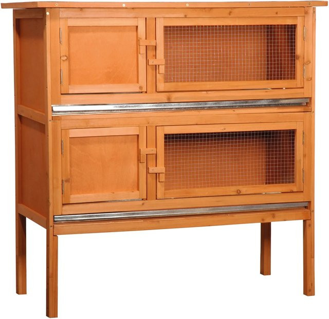 Dobar Doppelstöckiger Kaninchenstall XL aus FSC Nadelholz in Braun, B/T/H: 115 x 45 x 116 cm - Bild 1