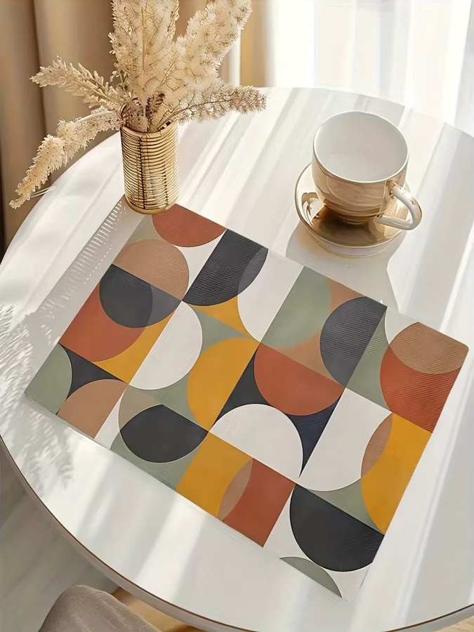 VIKAMA Tischsets Set aus PVC mit modernem geometrischem Design, Mehrfarbig, Rechteckig - Bild 5
