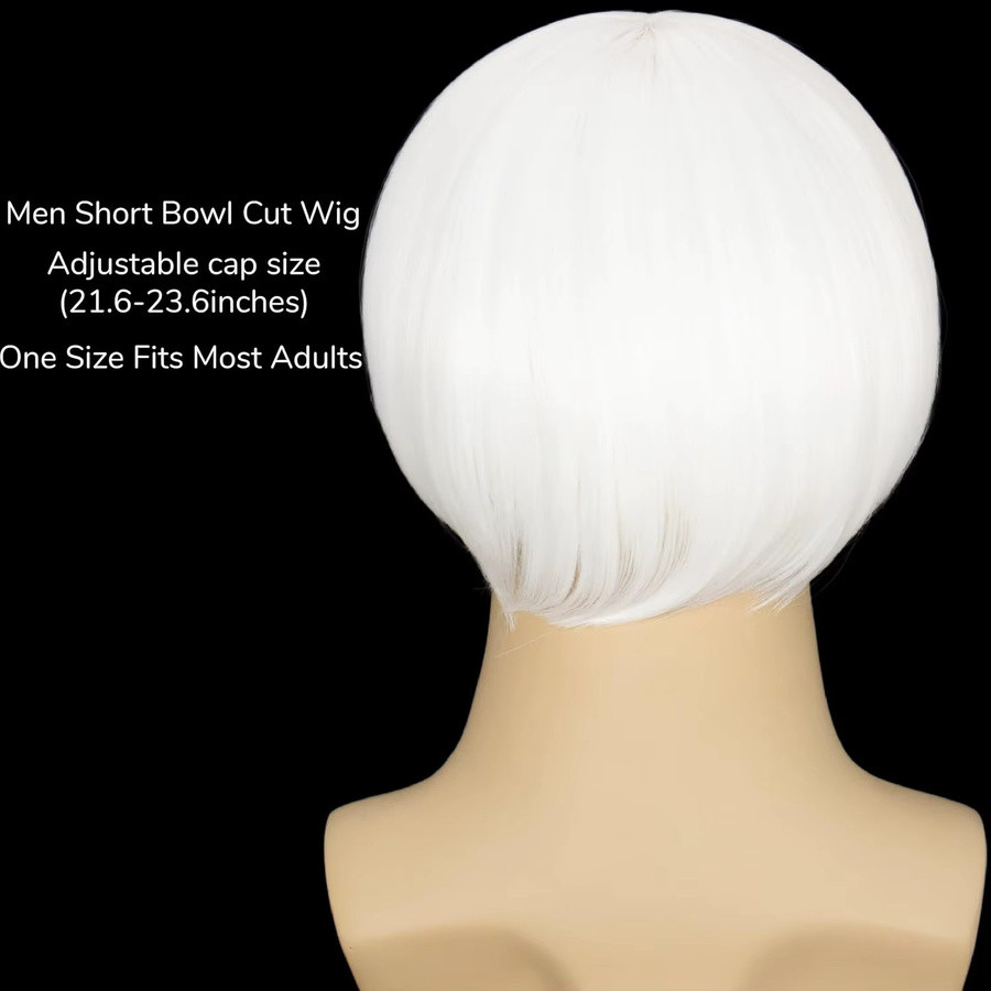 WHIMSICAL W Perücke, weißer Bowl-Cut mit Pony, Herren - Bild 3