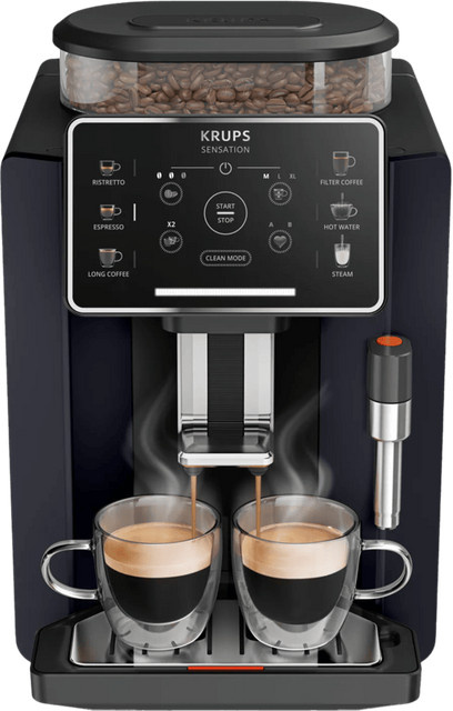 Krups Sensation EA910B Kaffemaschine in Schwarz mit Dampflanze und Heißwasserfunktion - Bild 1