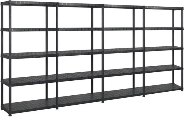 vidaXL Lagerregal aus Kunststoff mit 5 Böden in Schwarz, B/T/H: 366 x 45,7 x 185 cm - Bild 1