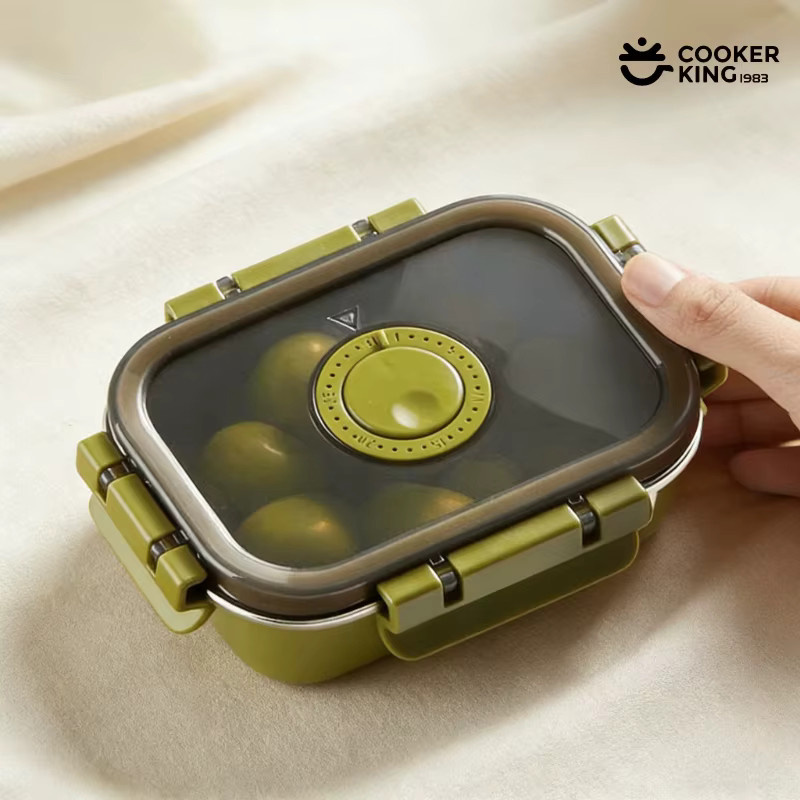 Cooker King B.Duck Fresh Box isolierte Lunchbox aus Edelstahl und PP mit Clip-Verschluss, 420 ml, 660 ml und 900 ml - Bild 2