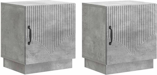 vidaXL Nachttisch Set 2 Stück in Betongrau im Vintage-Design aus Holzwerkstoff, B/T/H: 43 x 34,5 x 47 cm - Bild 1