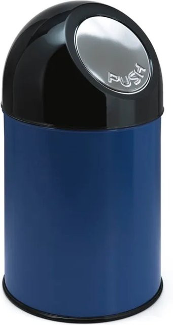 PROREGAL Klassischer Abfallbehälter mit Pushdeckel aus Metall, Blau, H x B x T: 56 x 31 x 31 cm, 31 Liter - Bild 1