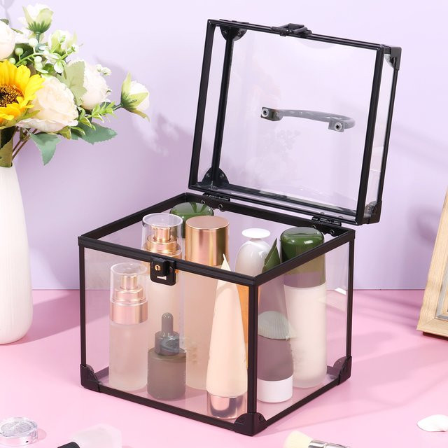 Willstar Organizer-Box aus Acryl mit Schloss und Griff, transparent/schwarz, B: 19,0 cm, T: 20,0 cm - Bild 1