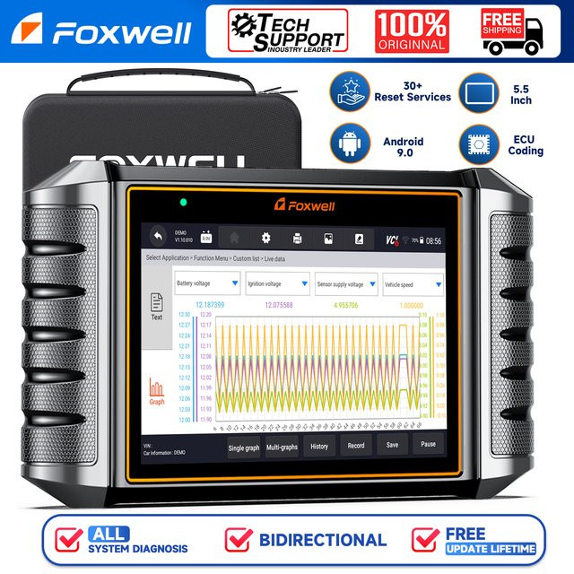 FOXWELL NT710 OBD2-Autodiagnosetool in Schwarz mit aktivem Test, ECU-Codierung und 30 Reset-Funktionen als Kfz-Scanner-System - Bild 1