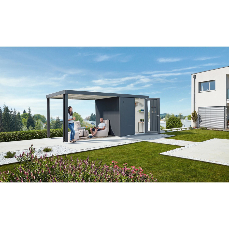 Biohort Gerätehaus Neo 2B mit Standardtür aus Metall in Dunkelgrau-Metallic, B/H/T: 236 x 222 x 236 cm - Bild 2