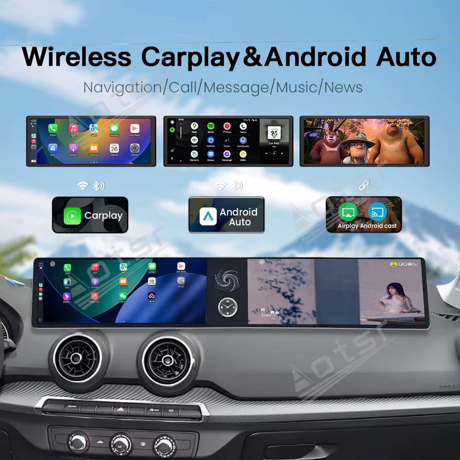 Aotsr Dual-Screen Multimedia-System für Audi Q2 2018-2024 mit 12,3 Zoll Display, Qualcomm CarPlay, Android Auto und GPS-Navigation, Schwarz - Bild 3