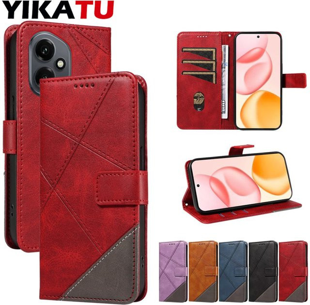Leder-Brieftasche als Flip-Schutzhülle für Huawei Honor Modelle in Blau oder Rot - Bild 1