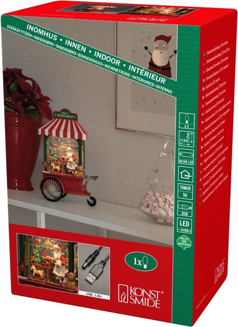 Konstsmide LED Wasserlaterne Santa in der Werkstatt in Weiß und Multicolour für Weihnachten und Advent - Bild 1