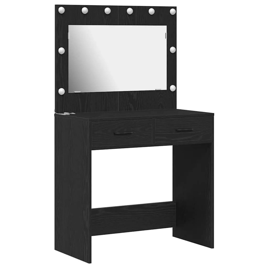 vidaXL Schminktisch in Schwarz und Eiche mit Hollywood-LED, B/T/H: 78,5 x 41 x 135 cm - Bild 2