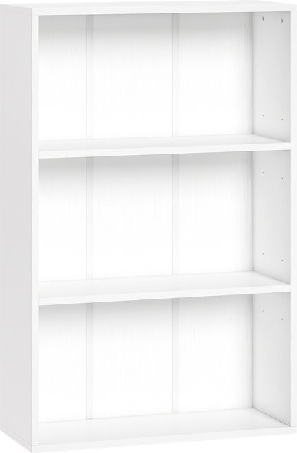 Aosom Aufbewahrungsregal mit 3 Fächern und verstellbarem Einlegeboden in Weiß, B/T/H: 60 x 24 x 93 cm - Bild 1