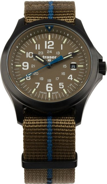 Traser Herrenuhr, Quarz, Edelstahl, Khaki, 42 mm, Textil/NATO, 10 ATM - Bild 1