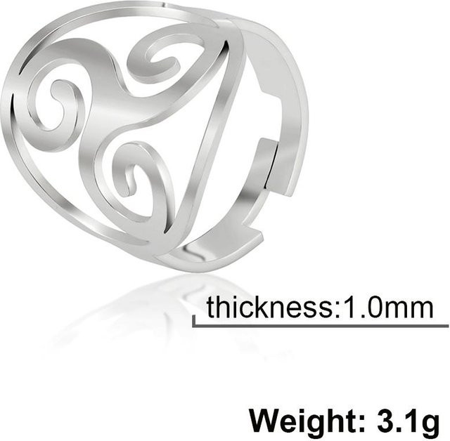 Triskele Triskelion Ring Edelstahl, Silber, Damen, verstellbar - Bild 1