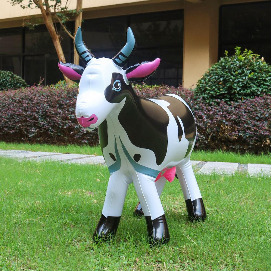 Aufblasbare Kuh-Tierfigur aus PVC von PandaDeals in Weiß für deine Bauernhof-Party, B/H/T: 90 x 60 x 1 cm - Bild 5