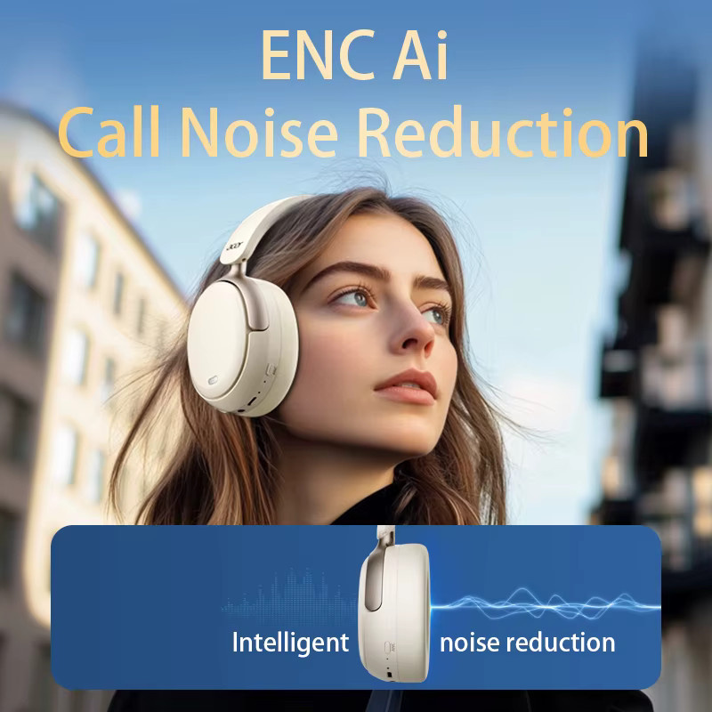 Acer OHR516 ANC Kabelloser Over-Ear-Kopfhörer mit Geräuschunterdrückung, Bluetooth 5.4 und LDAC für hochauflösenden räumlichen Audio in Schwarz oder Weiß - Bild 2