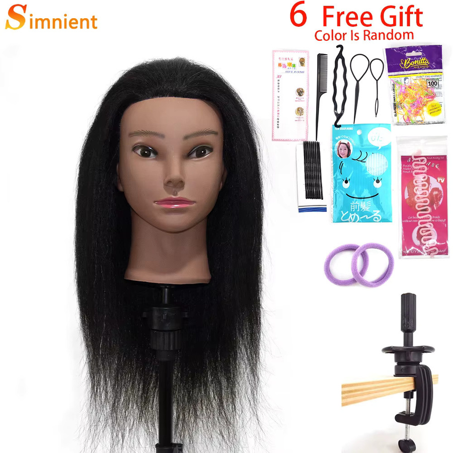 Simnient Afro-Mannequin-Kopf mit Echthaar, Übungskopf - Bild 4