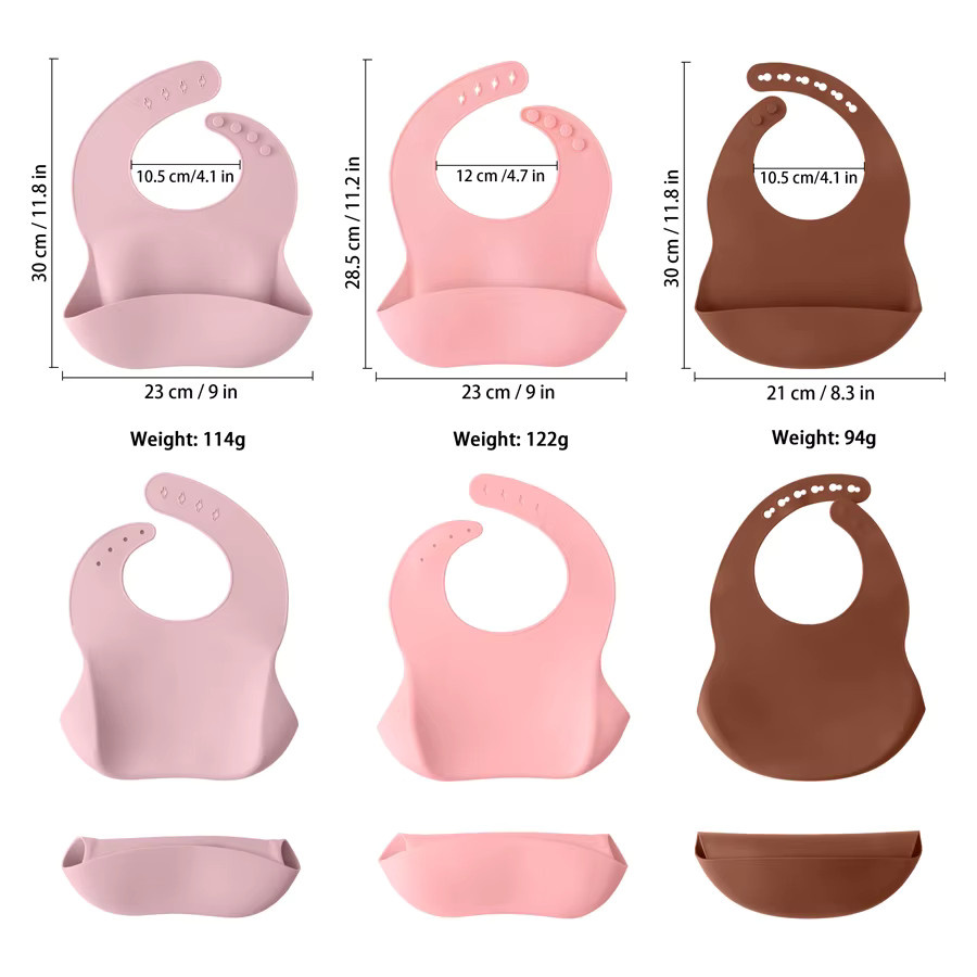 2er-Set Baby Silikon Lätzchen mit Krümelauffang in Pink, wasserdicht und waschbar - Bild 2