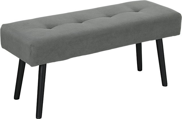 HOMCOM Polsterbank mit Cordbezug und Metallbeinen, getuftete Sitzbank für Schlafzimmer, Wohnzimmer oder Flur, Grau, B/T/H: 100 x 36 x 45 cm - Bild 1
