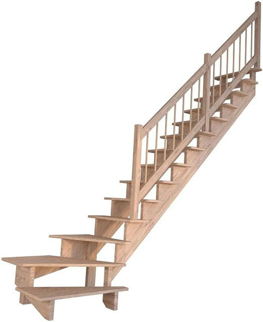 StarWood Treppe Lindos Pro Eiche Gewendelt R in Braun mit Holz-Design-Geländer B/T/H: 80 x 280 x 13 cm - Bild 1