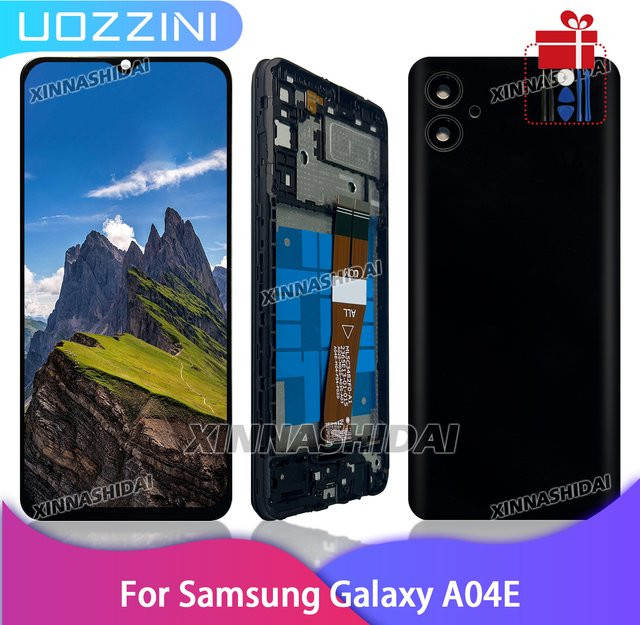Samsung Galaxy A04E Ersatz LCD-Display mit Touchscreen-Digitizer-Baugruppe und Rahmen in Schwarz - Bild 1
