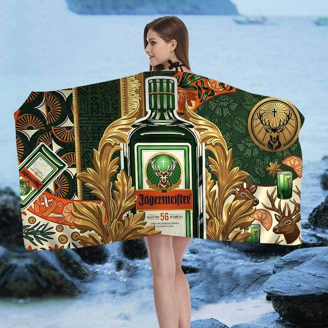 Jägermeister Logo Badetuch aus Mikrofaser für Kinder, weich und wasserabsorbierend, Mehrfarbig, Breite: 140 cm, Höhe: 180 cm - Bild 1