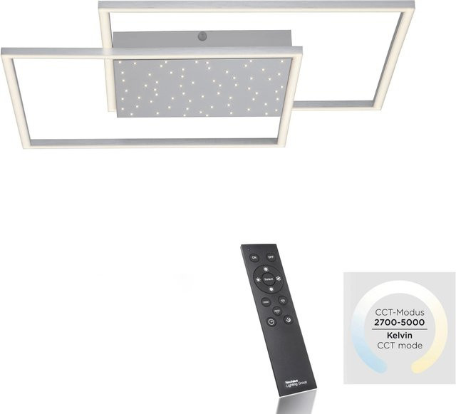 Paul Neuhaus LED-Deckenleuchte Yuki in Stahlfarben, quadratisch, dimmbar mit Fernbedienung, B/T: 67 x 67 cm - Bild 1