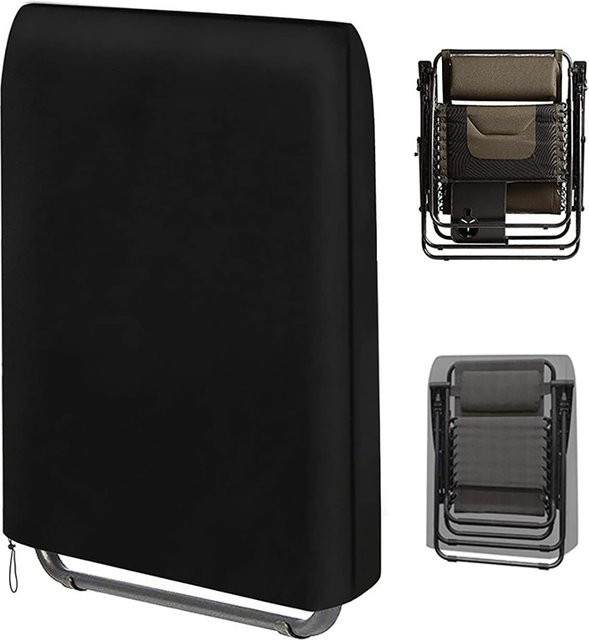 Willstar Abdeckung für Klappstühle im Freien, wasserabweisend und UV-Schutz, Schwarz, B: 93 cm, T: 82 cm - Bild 1