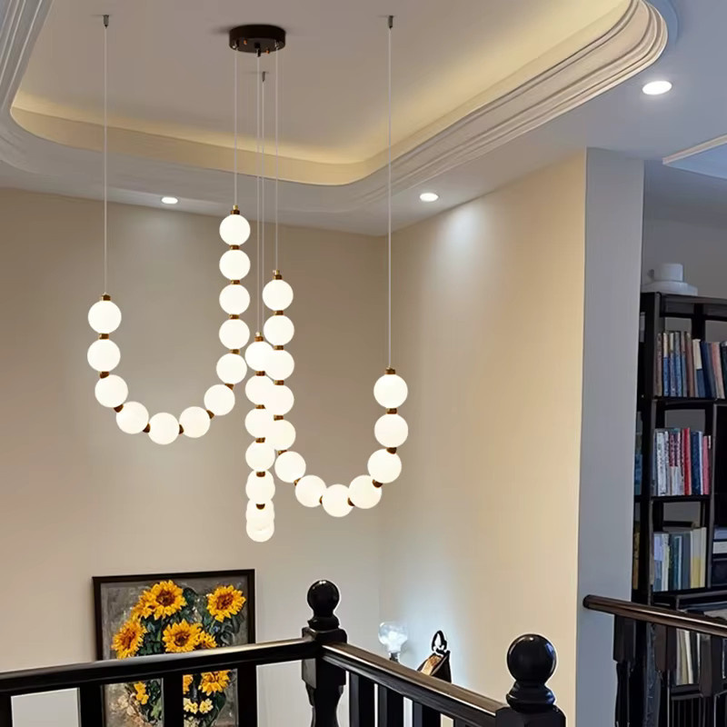 Gbbmade Pendelleuchte im skandinavischen Stil mit weißem Glasschirm für Wohnzimmer und Treppenhäuser - Bild 3