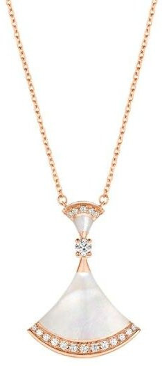 YIRAN Jewelry Halskette, fächerförmiger Anhänger, 925 Silber, Damen, 45cm, beige - Bild 1