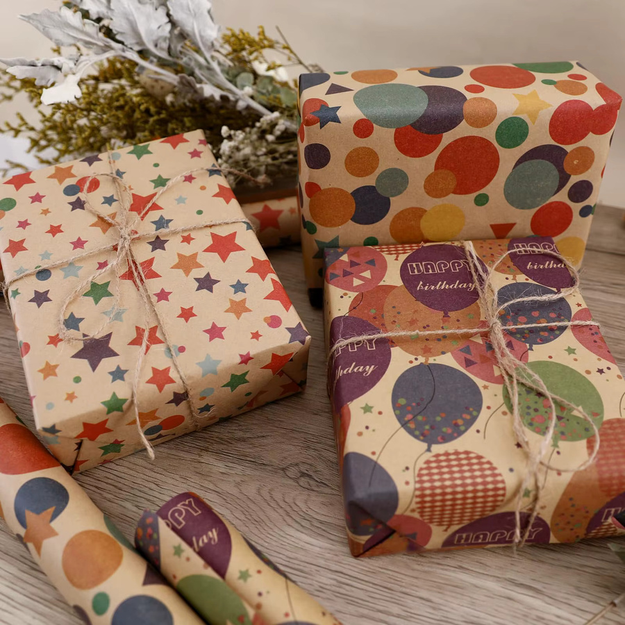 Geburtstags-Geschenkpapier Rolle aus Kraftpapier, Mehrfarbig, Breite: 43,18 cm, Länge: 10 m - Bild 4