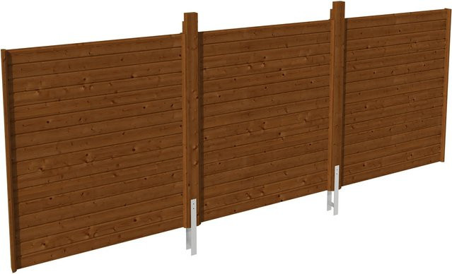 Skan Holz Rückwand Profilschalung aus Nadelholz in Nussbaum, B: 550 cm, H: 200 cm - Bild 1