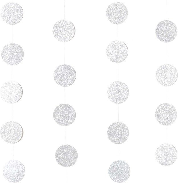 Rico Design Genähte Girlande Kreise in Silber Glitter, Durchmesser: 3,8 cm, Länge: 2 m - Bild 1