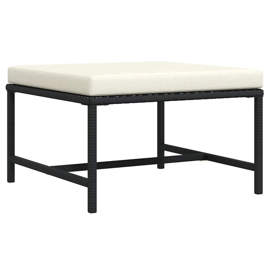 vidaXL Modular-Fußhocker aus schwarzem PE-Rattan mit Kissen für den Garten und Außenbereich B/T/H: 60 x 32 x 32 cm - Bild 2