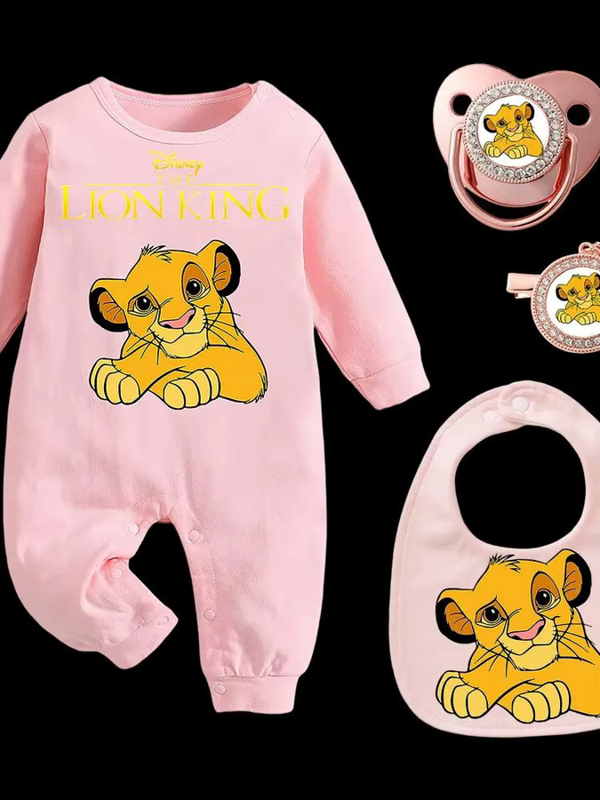 Disney Baby-Set mit 4 U-förmigen Lätzchen, Beißring und Clip in Pink für Jungen und Mädchen - Bild 1