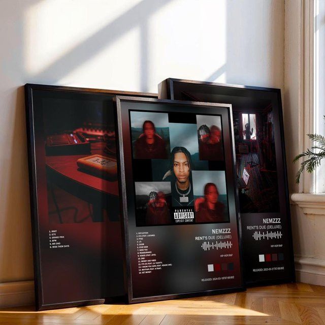 Nemzzz Musik Album Cover Leinwand Wandbild Schwarz B: 21 cm, H: 30 cm - Bild 1