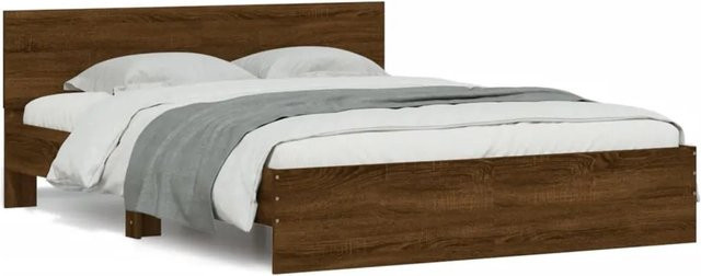 vidaXL Bettgestell mit Kopfteil in Braun Eiche-Optik, B/T/H: 140 x 190 x 145 cm - Bild 1