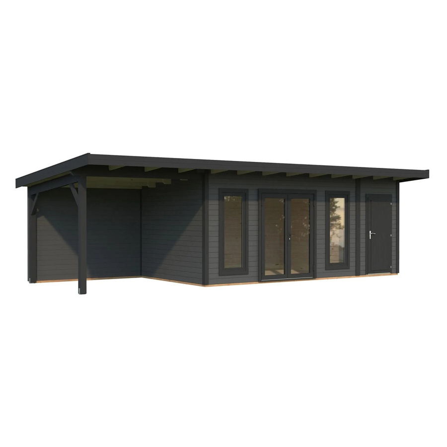 Palmako Holz-Gartenhaus Aurelia Pultdach in Grau/Anthrazit mit Boden und modernem Design B: 889 cm, T: 300 cm - Bild 2
