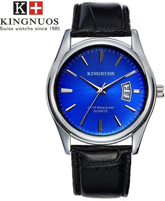 KINGNUOS Armbanduhr, Quarz, Edelstahl, Blau, Schwarz, Herren - Bild 1