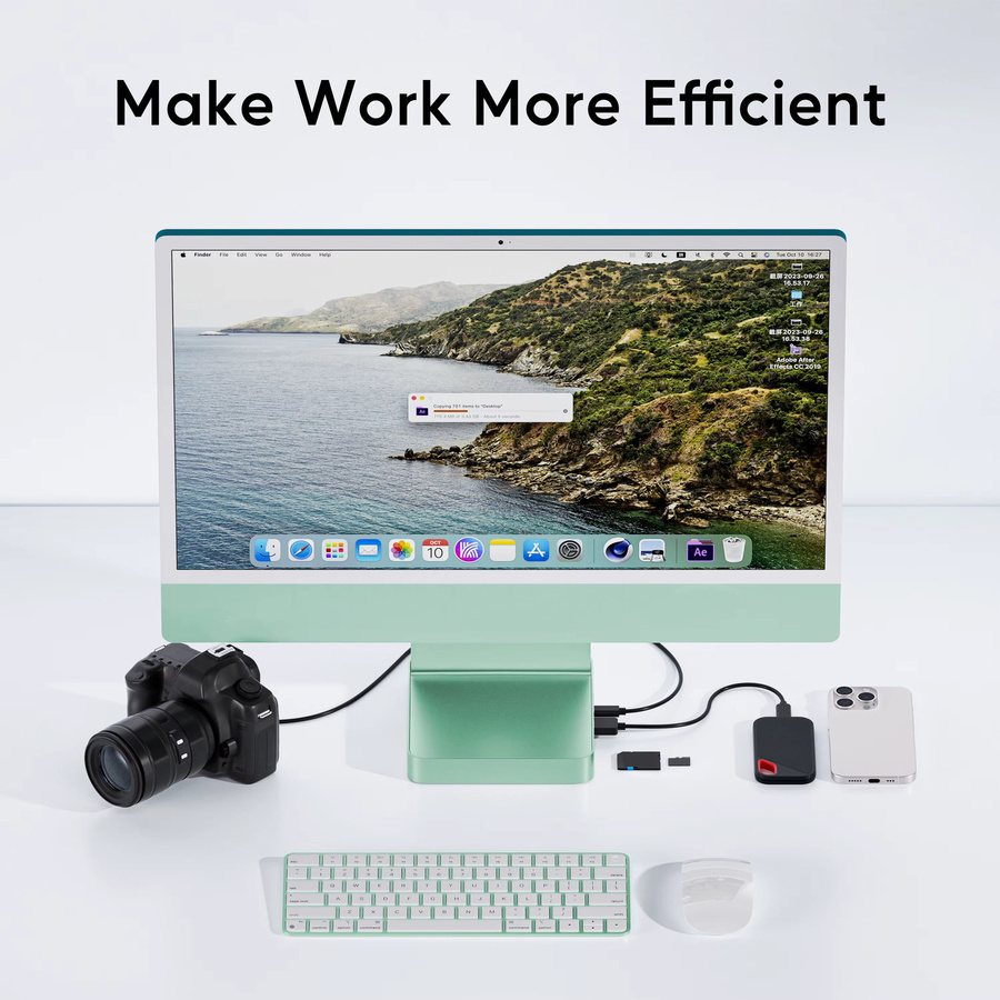 PULWTOP USB C Hub Dockingstation mit USB C 10 Gbit/s, USB A und SD/TF Slot zur Erweiterung von M.2 SSDs für iMac M1/M3/M4 - Bild 2