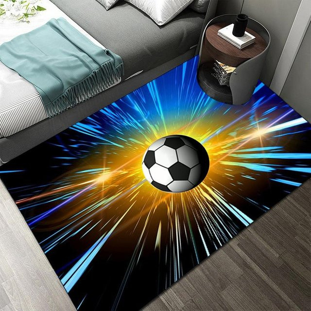 Living Need Y 3D Fußball Teppich in Multicolour, rutschfeste und waschbare Bodenmatte für Wohnzimmer oder Kinderzimmer, B x L: 100 x 150 cm - Bild 1