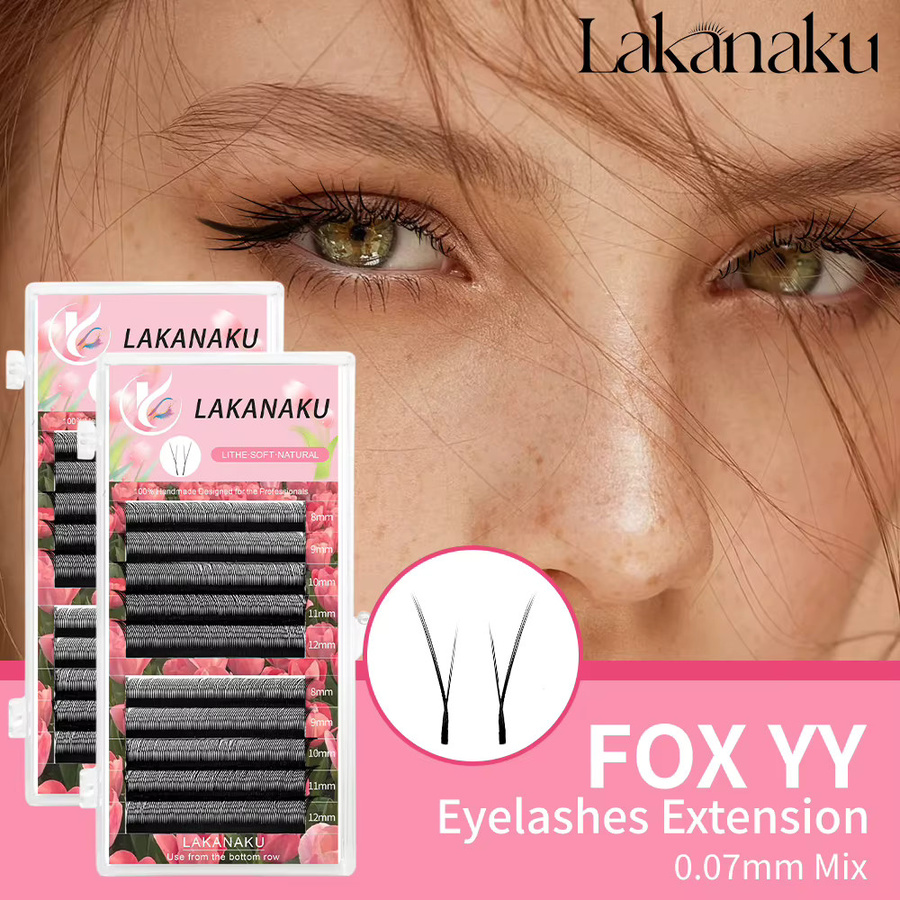 LAKANAKU Fox Eyes Wimpernverlängerung YY-Form, 0,07 mm, Black - Bild 6