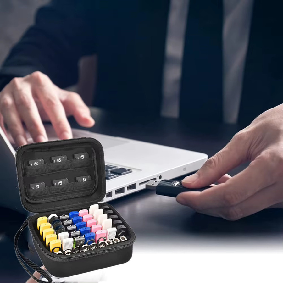 Staubdichte USB-Stick Aufbewahrungstasche und Organizer Box für elektronisches Zubehör in Schwarz - Bild 3