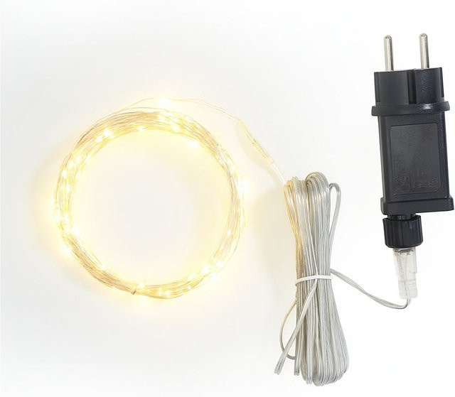 VBS Micro-LED-Lichterkette mit 100 warmweißen LEDs in Silber mit Trafo für Innen- und Außenbereich - Bild 1