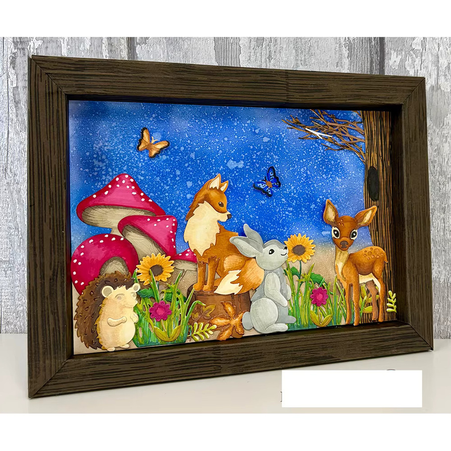 Stanzset Herbstgrüße mit Fuchs, Hirsch, Maus und Eichhörnchen für DIY Papierhandwerk in Multicolour - Bild 2